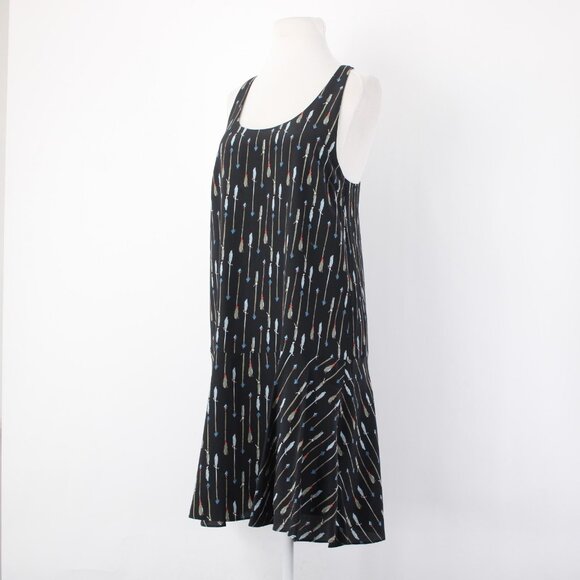 Joie Dress Sz S Black Multi Color Arrows Racer Back Lined 100% Silk Poly Dress - Picture 4 of 14